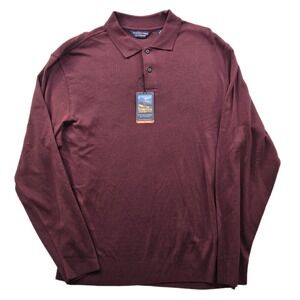 Roundtree & Yorke Polo Shirt Mens XL Burgundy Red Long Sleeve Heritage NEW